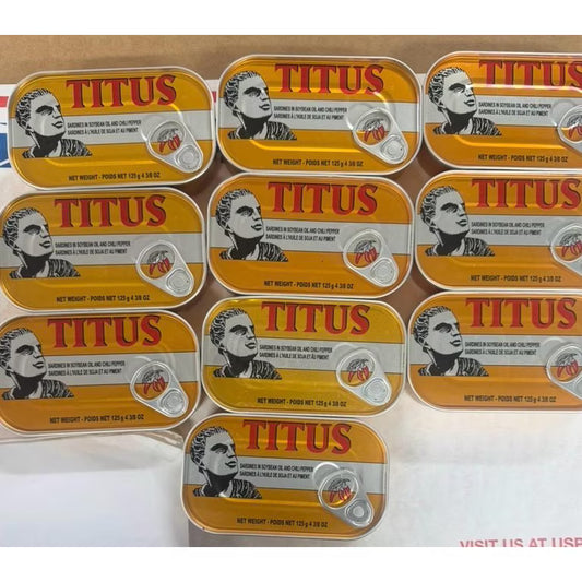 Titus Sardine in Soybean Oil | 125g Full Box (Pack of 50)